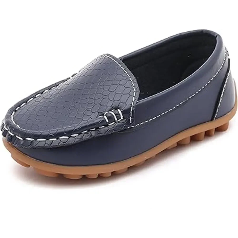 Lonsoen Toddler Boys Size 9.5 Navy Slip On Loafers Faux Leather Non Slip Shoes - Picture 1 of 7